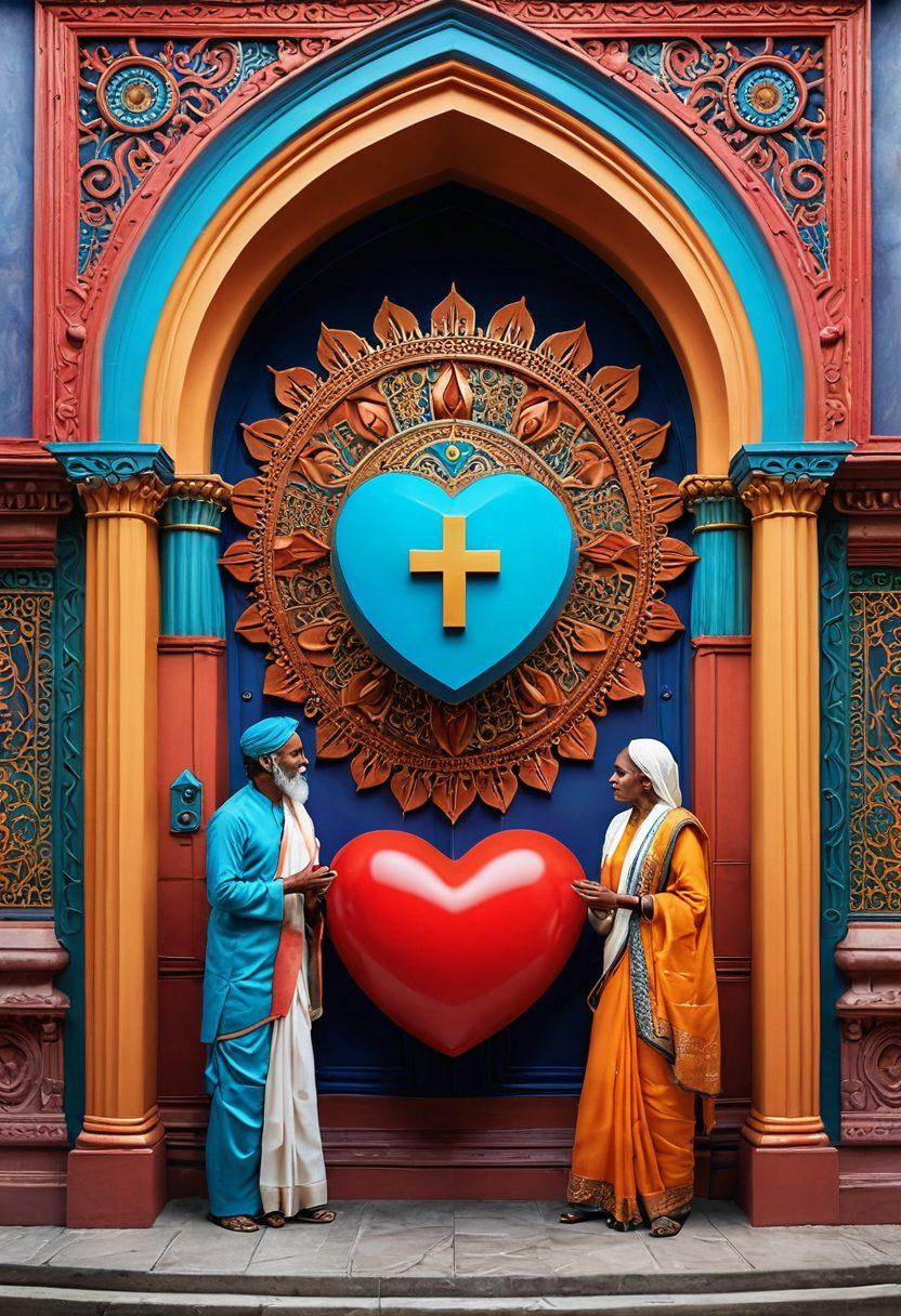 An abstract representation of adult content seamlessly merging with insurance symbols, showcasing diverse individuals discussing coverage options. The backdrop features Indian architectural elements to represent the local market context. Incorporate visual metaphors like a shield and a heart intertwined among digital symbols of communication. Use a vibrant color palette to create an engaging atmosphere. super-realistic. vibrant colors. 3D.